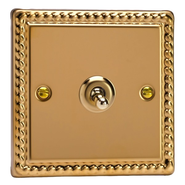 VARILIGHT Georgian Brass Classic 1-Gang 10A Intermediate Toggle Switch XGT7