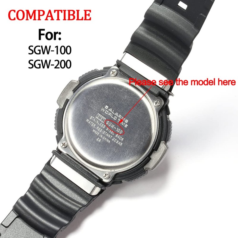 XBHSW Resin Strap Compatible with Casio SGW100 SGW-100 Mens Sports
