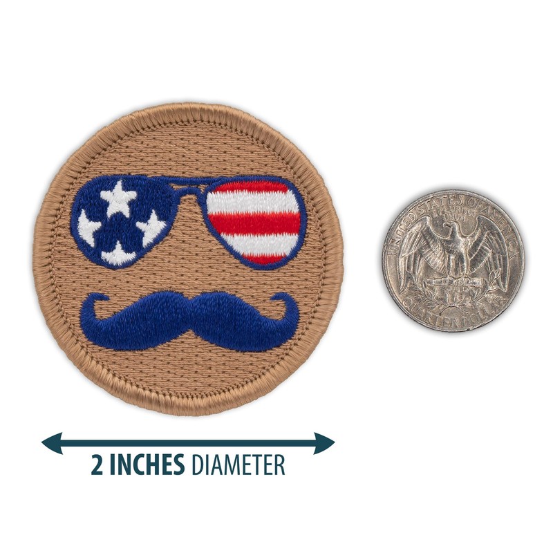 Patchtown USA Mustache Patrol Patch - 2" Diameter Round Embroidered