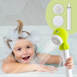 Barumi Livo Handheld Filtered Showerhead for Kids - Octopus Lime | Micro Laser-Cut for Soft Water Spray, Multi-Level Filtration Removes Chlorine and Impurities for Skin and Hair