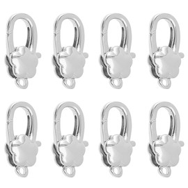Hobbspring 8Pcs Brass Lobster Clasps 14x8mm Platinum Lobster Claw Clasps Metal Jewelry Clasps Connectors with Closed Jump Rings for Jewelry Making Keychain Leather Bags Purse
