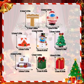 Miniature Christmas Ornaments,8PCS Mini Xmas Style Figurines,Santa Claus Christmas Tree Snowman Resin Mini Christmas Decorations Micro Landscape Ornament for Home Fairy Garden Party Table Decoration