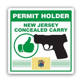 New Jersey Concealed Carry Permit Holder CCW Sticker for Water Bottle Phone Tumbler Hard hat - Four Pack