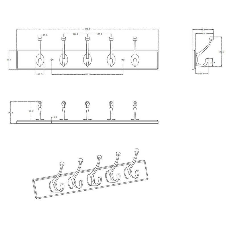 Richelieu Hardware T030210195 Transitional Hook Rack 25-5/8 in (650 mm),