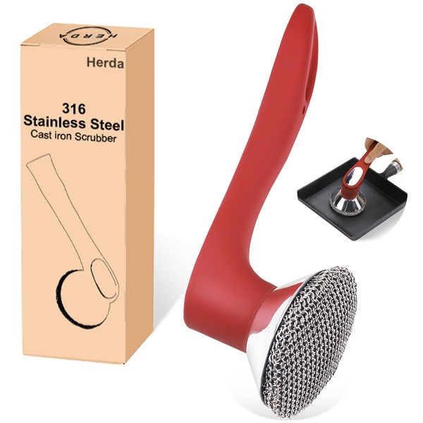 Cast Iron Scrubber with Good Grip Handle- Welded Fine Chain