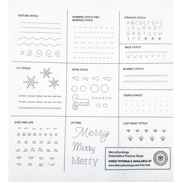 MerryStockings Felt Christmas Stitching Kit Practice Sheet – Learn &