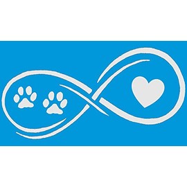 Bluegrass Decals Infinity Paws Heart Dog or Cat Decal Sticker (White, 7")