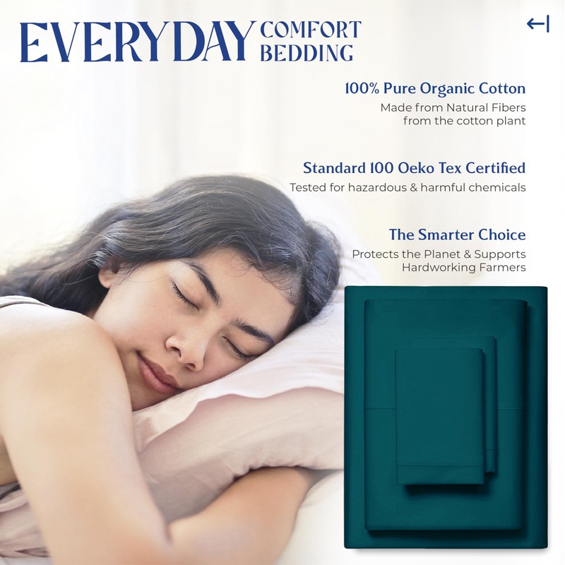 Mayfair Linen 100% Organic Cotton Sheets Queen Size - 4