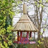 Artisan Hexagonal Thatched Bird Table – Red