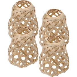 COHEALI Pack of 4 Lampshades Made of Bamboo, Mini Bells, Ceiling Lampshade, Braided Mini Lampshade, Chandelier Shades Made of Wicker, Lampshades, Bamboo Weave, Rattan, Bamboo Product