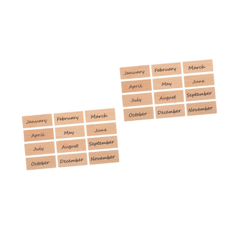 SHOWERORO 2 Sets Monthly Stamps Set Wooden Stamps for DIY