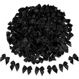 WHQXFDZ 160 Pieces Mini Black Craft Satin Ribbon Bows Christmas Bows for Wedding Birthday Christmas Tree Crafts Home Decoration DIY Making(Black)