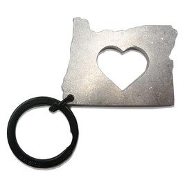 SQUATCH METALWORKS Oregon Heart Keychain Charm - Pacific Northwest Gift made of Stainless Steel, Designed in the United States