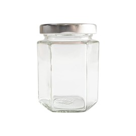 GPK4ALL 190ml 6oz Hexagon Glass Jars, Pack of 24 Sets With Silver Lids for Jam, Honey, Jelly, Candy, Candle, Wedding Favors, Baby Shower, Spice, Crafts, Party Favors, Samples