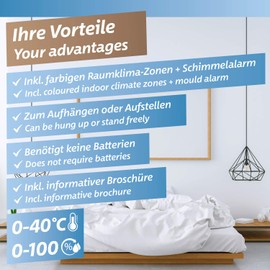 airself Analogue Thermohygrometer for Indoor Use - Room Thermometer and Moisture Meter with Comfort Zone for Practical Room Climate Control