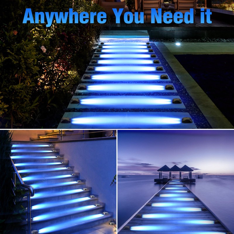 Quntis 6-Pack Solar Deck Lights, IP65 Waterproof Solar Pathway Lights,