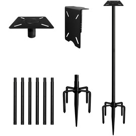Ansionsol 105 Inch Smart Bird Feeder Pole with 5-Prong Base, Adjustable Bird House Pole Mount Kit for Outdoors, Heavy Duty Bird Feeder Stand for Wild Birds Watching, Black