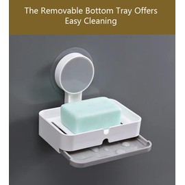 2024 POTENTIA Adhesive Soap Holder/Dish for Shower Wall Mounted NO-Drilling Self Draining Removable Tray Waterproof Bar Soap Sponge Holder for Shower Bathroom Bathtub Kitchen Sink (White)