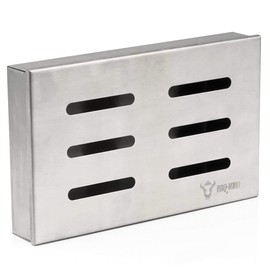 BBQ-Toro Stainless Steel Smoker Box "Cherry" | 21 x 13 x 3.5 cm | Smoking Bowl for Gas Grill, Charcoal Grill, Electric Grill | Smoke Box, Barbecue Smoker Box, Smoker Box, Gas Grill