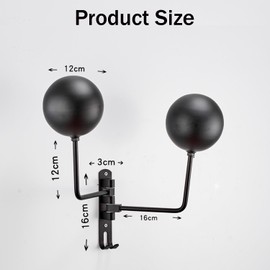 Taicols Soporte Para Casco de Motocicleta 2 En 1, Soporte Para Casco de Montaje En Pared de 2 Bolas Que Admite Rotación de 180 °, Soporte Para Casco de Metal Con 2 Ganchos Para Abrigos, Chaquetas