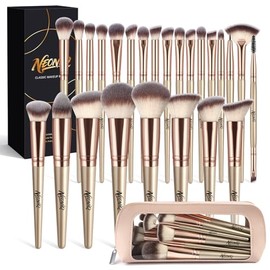Juego de 25 brochas de maquillaje con estuche de viaje, kit de brochas de maquillaje profesional para base, corrector, polvo, sombra de ojos y rubor, 