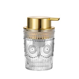 LEICURACE Foaming Hand Soap Dispenser, Glass Toothbrush Holder, Refillable Liquid Lotion Dispenser (S-Clear-Foaming)