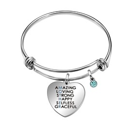 Mother Daughter Bangle Bracelet for Women Mothers Jewelry Love Heart Mom Gifts from Daughter