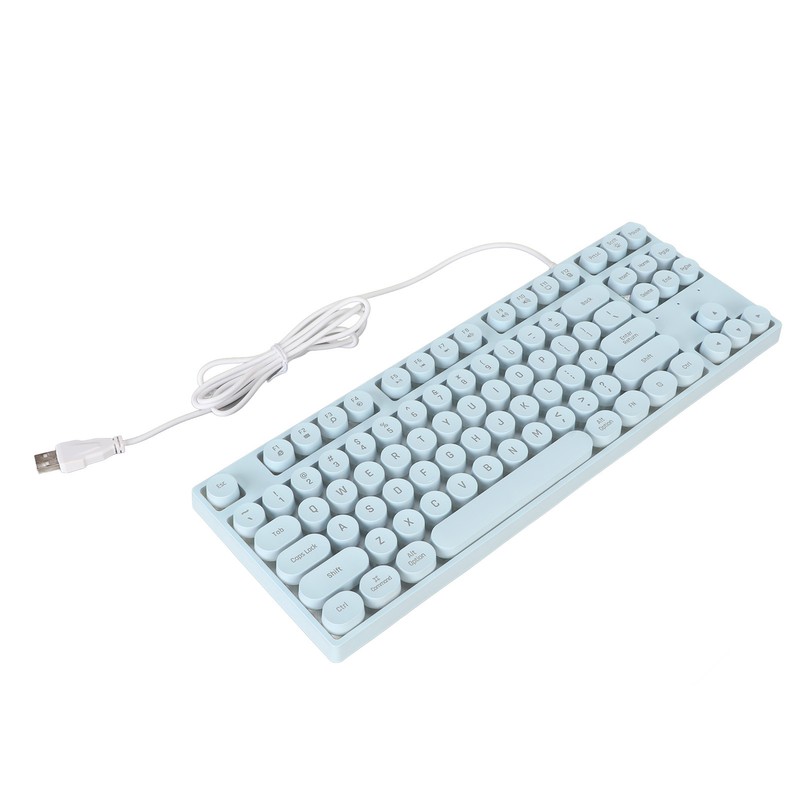 Gaming Keyboard USB Round 87 Keys Colorful Backlit Ergonomic Mechanical