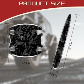 HZEL 8PCS Car Door Handle Protectors, Carbon Fiber Anti Scratch Auto Door Bowl Handle Protective Guard Sticker, Waterproof 3D Vehicle Accessories, Universal for SUV, Truck, Sedan (No Logo/Black)