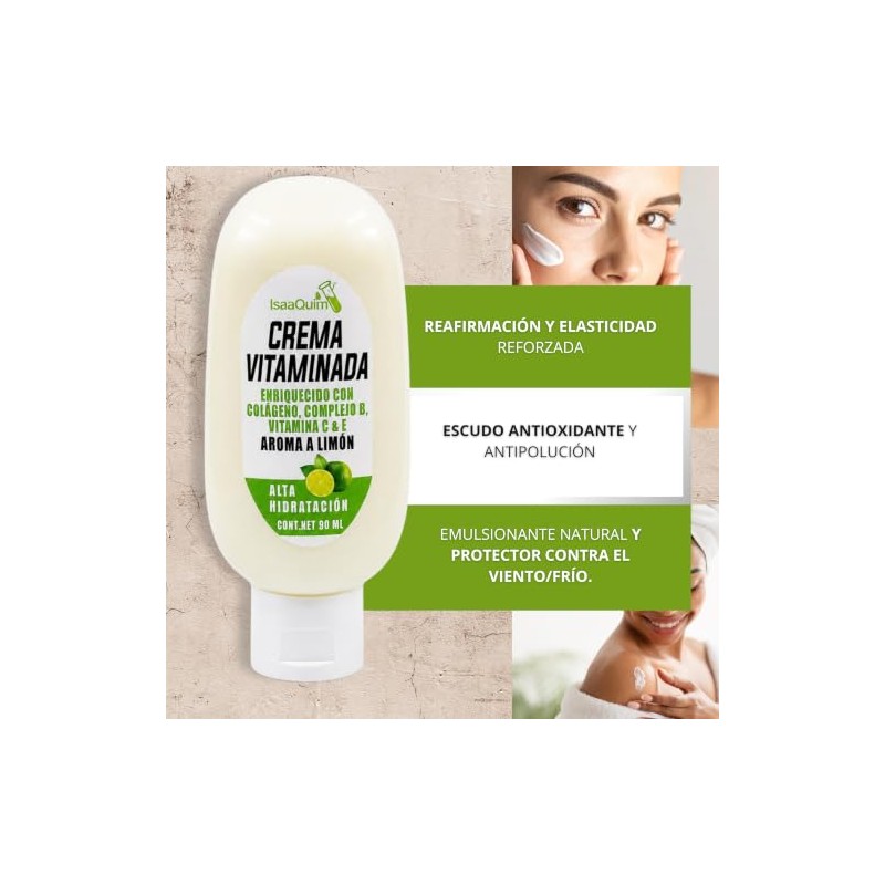 Crema Vitaminada IsaaQuim® con Colágeno, Complejo B, Vitamina C y