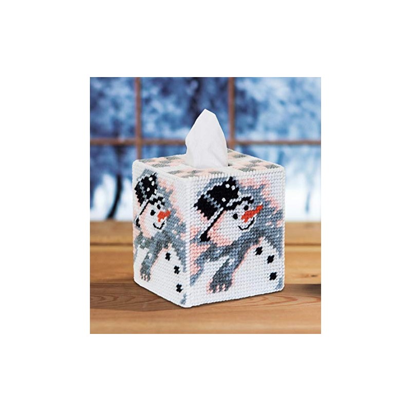 MARY MAXIM Plastic Canvas Tissue Box Kit 5"-Old Time Snowman