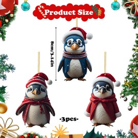 Larfraecy Christmas Tree Hanging Ornament 3Pcs Cartoon Christmas Penguin Pendant Car Interior Decoration Pendant Christmas Tree Decoration Gift (Penguin)