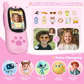Kids Video Walkie Talkies, 2 Pack Rechargeable Children’s Visual Intercom Toys with LCD Screen, Long Range Two-Way Radio for Indoor Outdoor Games, Birthday Gifts for Boys Girls (Pink & Blue)