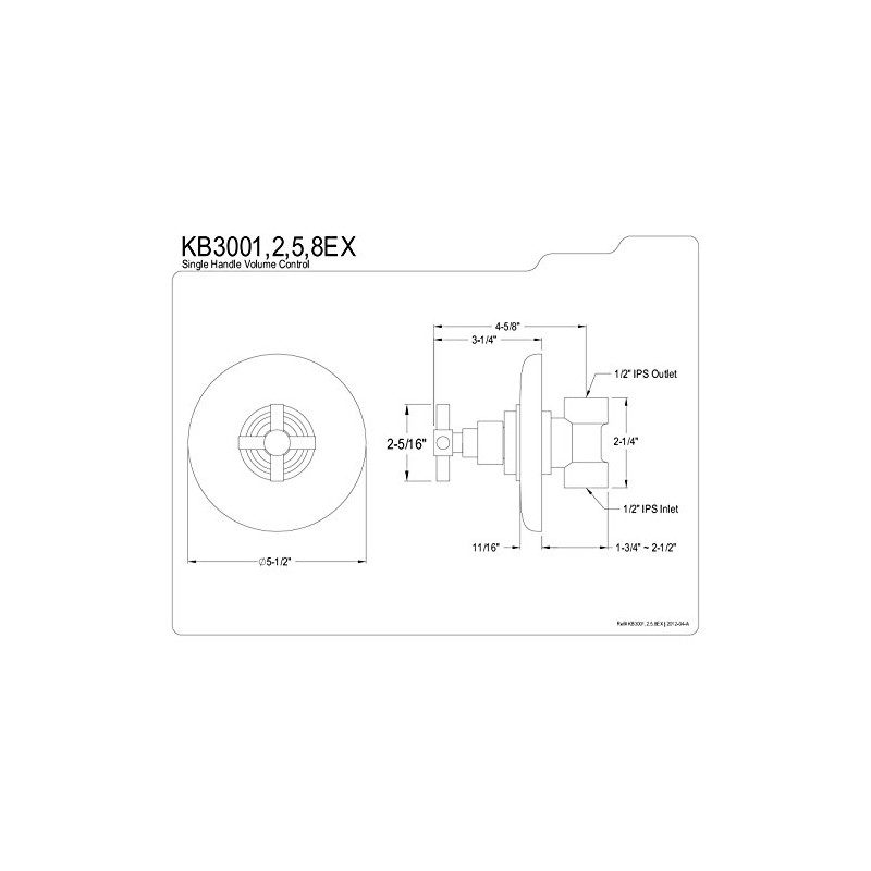 Kingston Brass KB3002EX Volume Control, Polished Brass