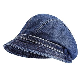 Denim Beret Hat, Newsboy Cap, Retro Bucket Hat Cabbie Hat Visor Cap with Adjustable Strap (CA/US, Alpha, One Size, Dark Blue)