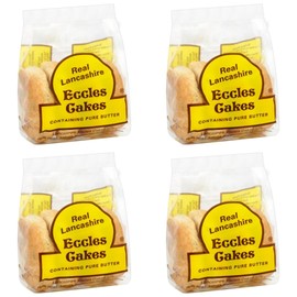 Real Lancashire Eccles Cakes - 4 Packs (4 Cakes Per Pack) | Traditional British Pastry | Rich, Buttery & Fruity Treat - 16 Cakes Total