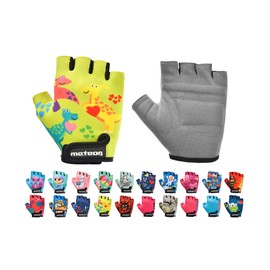 Meteor children's gel cycling gloves, BMX gloves, riding gloves, MTB gloves, kick scooter gloves for girls & boys, multicolour
