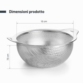 Lacor - 62731 - Colino per alimenti In Acciaio Inox 18/10, Diametro 15 cm, Con Manici, Impilabile Al 100%, Lavabile In Lavastoviglie E Uso Professionale In Cucina