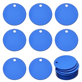 MECCANIXITY 24 Pack Round Aluminum Blank Tags 35 x 35 x 1mm Engraving Stamping Blanks Metal Blank Label Dog Pet Tags for DIY Jewelry Stamping Tools, Blue