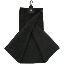Masters Tri-Fold Golf Towel with Bag Clip And Club Scrub Patch - Black