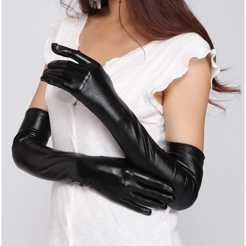 LOVART'S BEAUTY Sexy PU Leather Long Gloves, Glossy, 20.5 inches