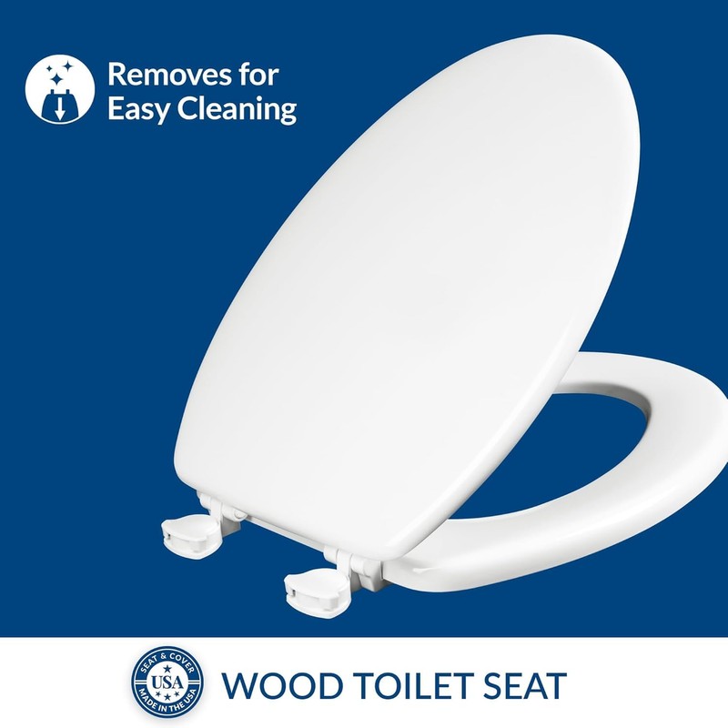 Mayfair Athens Toilet Seat, Easy Clean Hinges and Durable Wood