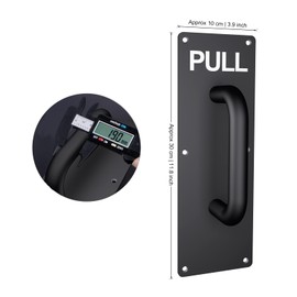 REAMTOP Push Pull Door Handle Set, Black Fingerprint-Proof Heavy Duty Plates for Wooden & Aluminum Door, Perfect for Garage, Restaurant & Business Place (300 X 100 mm)