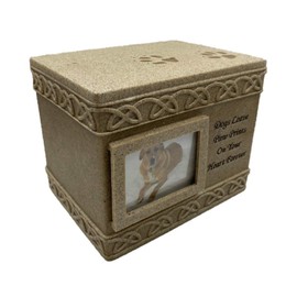Comfy Hour Pet Memorial Urn for Dog, Dark Brown, Sandstone Look, Holds 85 cu in, 16.3cm Length, 12cm Width, 12.5cm Height
