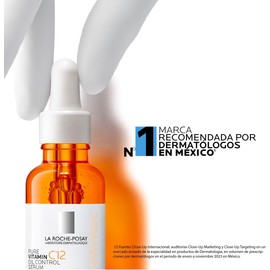 La Roche-Posay Pure Vitamin C12 Oil Control Serum Antioxidante, 30 ml Acabado mate 16 horas para piel mixta a grasa, con ácido salicílico que refina poros, ideal para rutina diaria de mañana