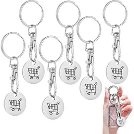Orenvex 6-Pack Metal Shopping Cart Coin Keychains – Coin-Operated Trolley Keychains for Easy Cart Access, Convenient and Durable