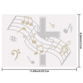 SUPERDANT Music Notes Iron on Rhinestones Transfer Musical Score Iron-on Decals Crystal Heat Transfer Hotfix Stickers Clothing Repair Diamond Patch for T-Shirt Clothing Bags DIY Craft