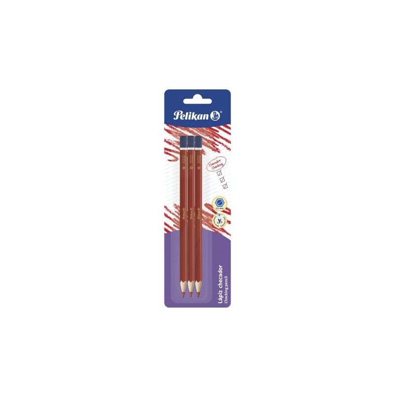 Pelikan Lápices Checadores con 3 Piezas en Color Rojo Carmín