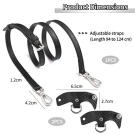 GUBOOM Shoulder Strap for Women's Bag, Leather Shoulder Strap for Bags, Shoulder Strap Mini Bag Straps, No-Punch Shoulder Strap, Length Adjustable 94-124 cm, black