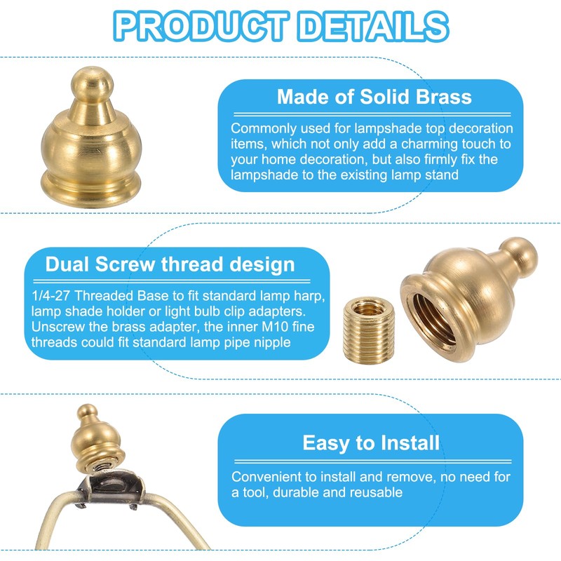 PATIKIL 14.5 x 19mm Lamp Finials Caps Knob, 4 Set